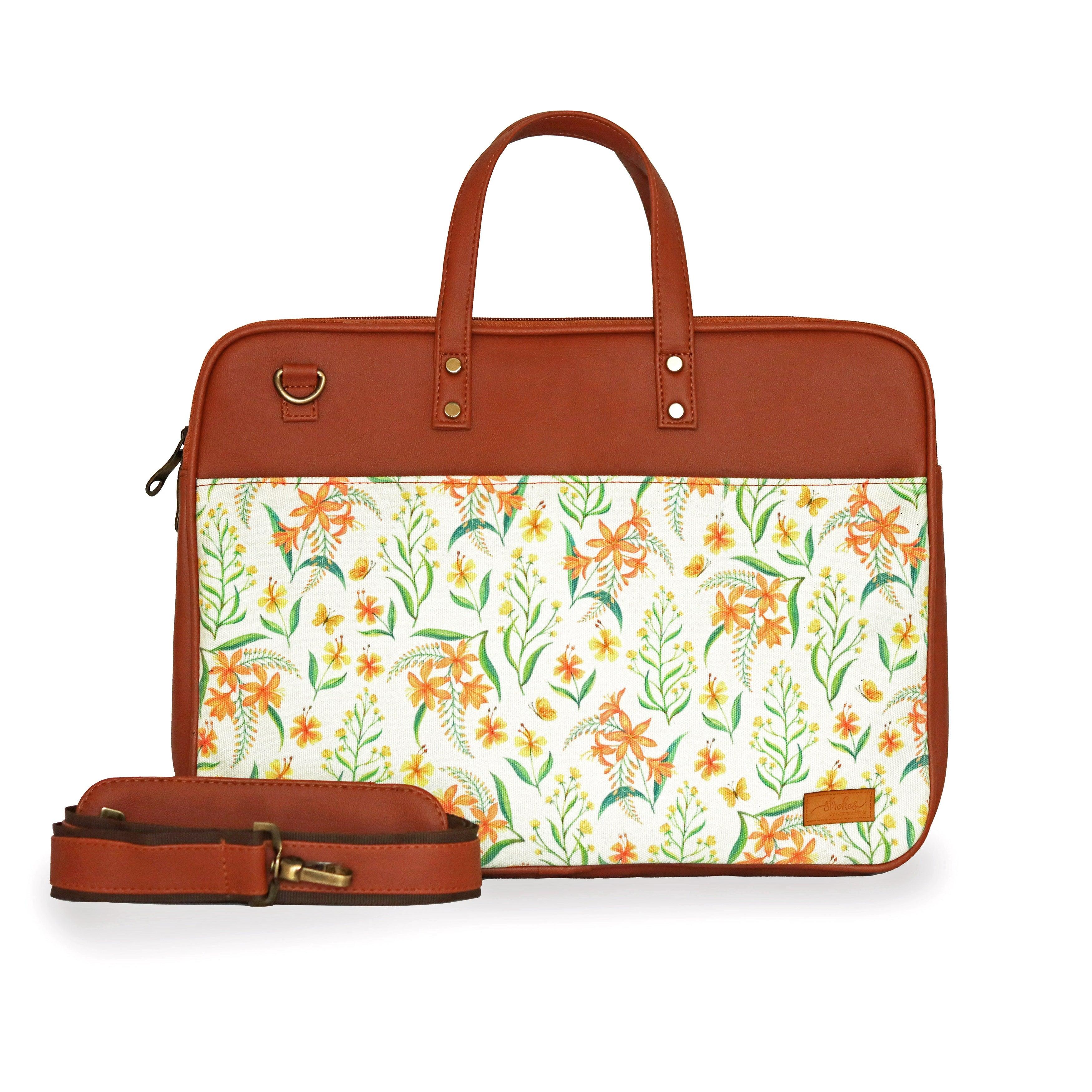 Summer Blossoms Women s Compact Laptop Bag Strokes by Namrata Mehta