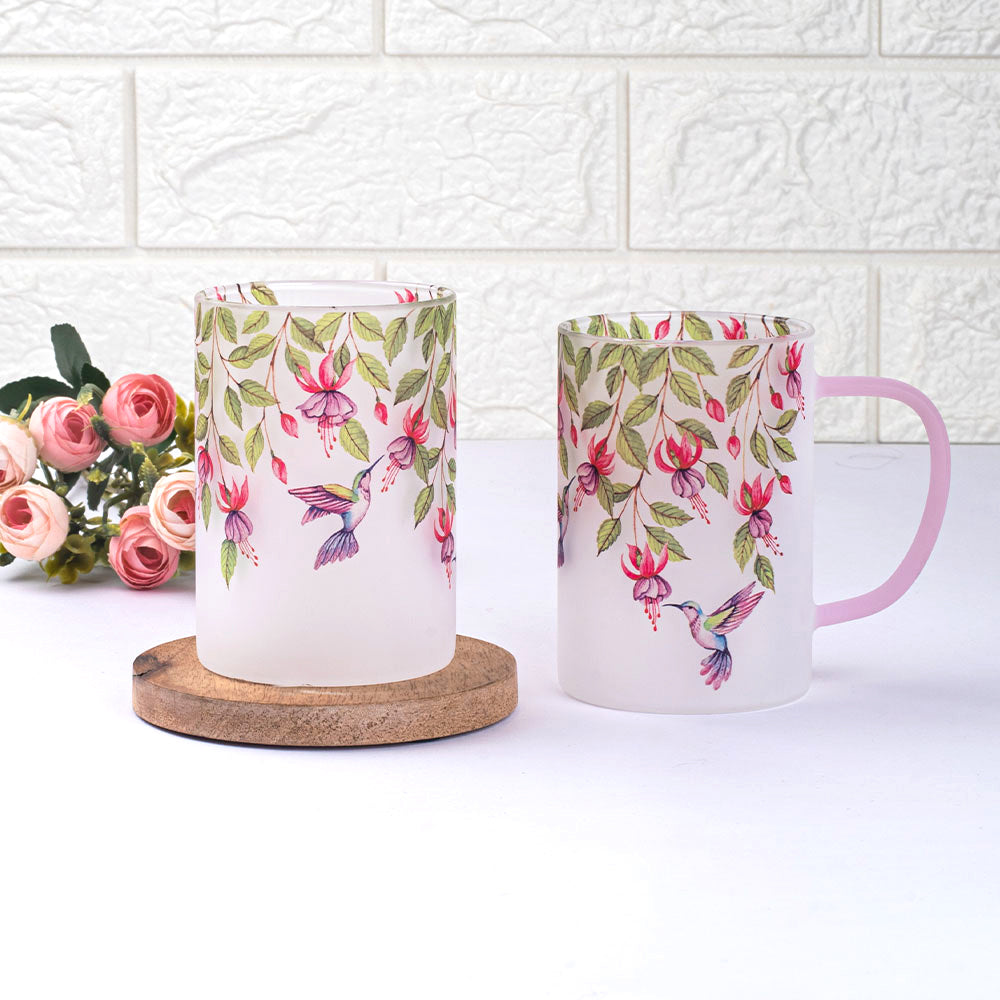 Pink Fuschia Bell Frosted mugs - Set of 4