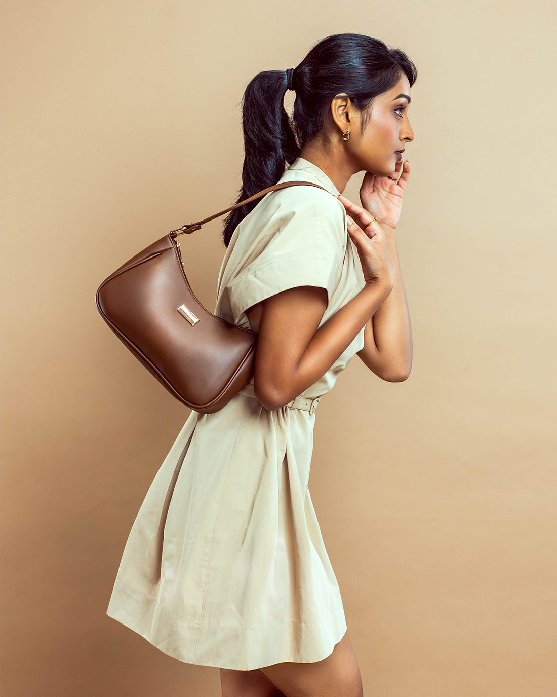 Mocha Elegance Baguette Bag