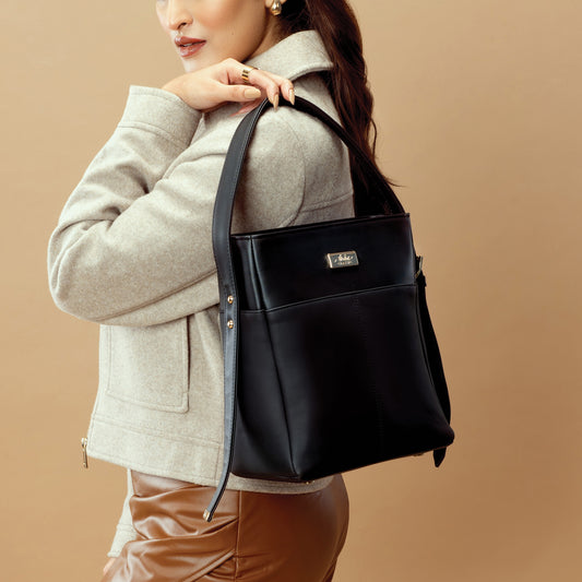 Charcoal Chic Bucket Bag/Shoulder bag