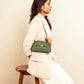 Emerald Elegance Mini Baguette Bag