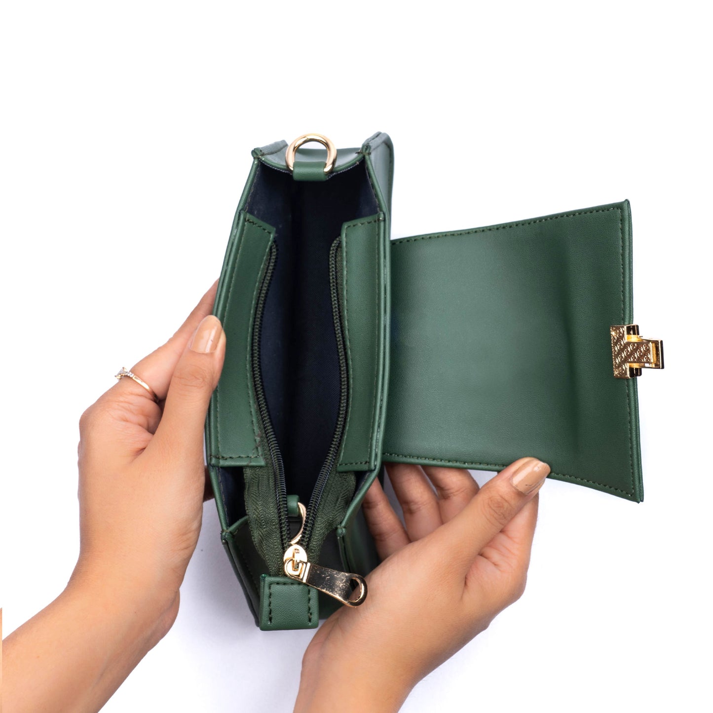 Emerald Elegance Mini Baguette Bag